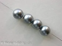 Plasticbeads round, silver metalic, ±10mm, 6 pc.