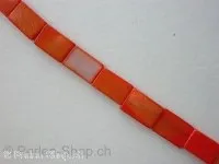 Shell Beads rectangle, orange, ±15x10mm, string ± 26 pc.