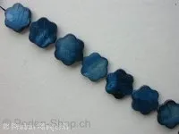 Shell Beads flower, blue, ±16mm, string ± 25 pc.