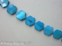 Shell Beads flower, turquoise, ±16mm, string ± 25 pc.
