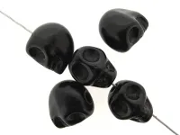 Skull Bead, pierre semi précieuse, Couleur: noir, Taille: ±13mm, Quantite: 5 piece