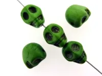 Skull Bead, Halbedelstein, Farbe: grün, Grösse: ±13mm, Menge: 5 Stk.