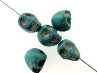 Skull Bead, Halbedelstein, Farbe: türkis, Grösse: ±10mm, Menge: 5 Stk.