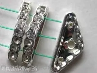 Halfmoon with rhinestones, silver/crystal,23x10mm, 1 pc.