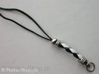 String twisted with open ring, black/white, 1 pc.