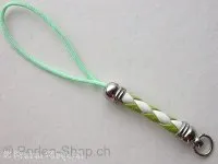 String geflochten mit offene ring, grün/weiss, 1 Stk.