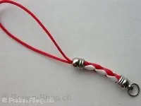 String twisted with open ring, red/white, 1 pc.
