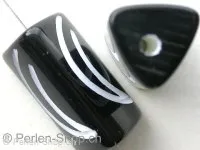 Plasticbeads cylinder, black/white, ±27mm, 1 pc.