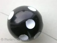 Kunststoffperle rund mit punkte, schwarz/weiss, ±23mm, 1 Stk.
