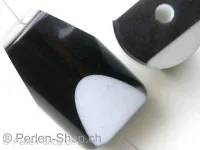 Plasticbeads cylinder, black/white, ±27mm, 1 pc.