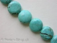 Turquoise, Semi-Precious Stone, ±12mm, round flate, 5 pc.