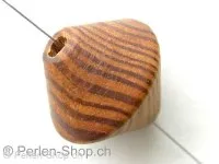Wooden Bead bicone with structure, brown, ±30mm, 1 pc.