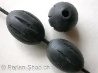 Wooden Bead oval decorated, black, 30mm, 1 Pc.