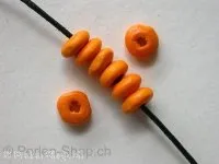 Heishi Heishi Wooden Bead rondel, orange, 7mm, 50 Pc.