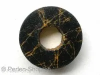 Wooden Ring decorated, black, ±33x9mm, 1 pc.