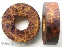 Wooden Ring decorated, brown, ±33x9mm, 1 pc.