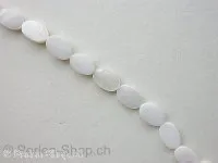 Shell Beads oval, white, ±12x8mm, string ±33 pc.