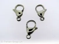 Stainless Steel Lobster Clasps with ring, Color: Platinum, Size: ±19mm, Qty: 1 pc.