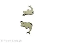 Stainless Steel Pendant dolphin, Color: Platinum, Size: ±12x8mm, Qty: 1 pc.