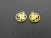 Stainless Steel Shamrock, Color: gold plated, Size: ±10mm, Qty: 1 pc.