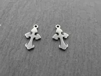 Stainless Steel Cross, Color: Platinum, Size: ±13x7mm, Qty: 1 pc.
