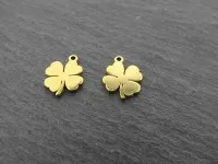 Stainless Steel Shamrock, Color: Gold, Size: ±10mm, Qty: 1 pc.