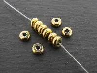 Heishi Stainless Steel Bead, Color: gold plated, Size: ±3x6mm, Qty: 4 pc.