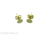 Stainless Steel Ear Plug, Color: Gold, Size: ±6mm, Qty: 2 pc.