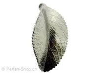 Stainless Steel Pendant Leaf, Color: Platinum, Size: ±42x25x2mm, Qty: 1 pc.