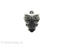 Stainless Steel Pendant Owl, Color: Platinum, Size: ±16x12x4mm, Qty: 1 pc.