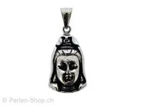 Stainless Steel Pendant Buddha, Color: Platinum, Size: ±41x18x8mm, Qty: 1 pc.
