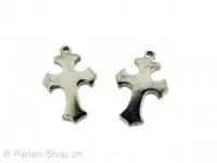 Stainless Steel Cross, Color: Platinum, Size: ±21x13x2mm, Qty: 1 pc.