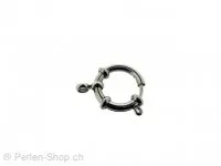 Stainless Steel Clasp round with Ring, Color: Platinum, Size: ±18mm, Qty: 1 pc.