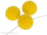 Perles de verre faites à la main rondes, Couleur: jaune, Taille: ±16mm, Quantite: 5 piece