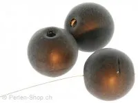 Perles de verre faites à la main rondes, Couleur: noir, Taille: ±16mm, Quantite: 5 piece