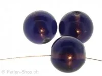 Perles de verre faites à la main rondes, Couleur: violet, Taille: ±16mm, Quantite: 5 piece