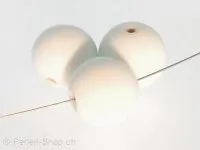 Handmade Glass Round, Color: White, Size: ±16mm, Qty: 5 pc.