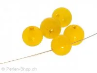 Perles de verre faites à la main rondes, Couleur: jaune, Taille: ±10mm, Quantite: 10 piece