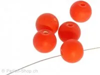 Perles de verre faites à la main rondes, Couleur: orange, Taille: ±10mm, Quantite: 10 piece