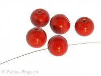 Handmade Glass Round, Color: Red, Size: ±10mm, Qty: 10 pc.