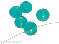 Handmade Glass Round, Color: Turquoise, Size: ±10mm, Qty: 10 pc.