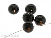 Perles de verre faites à la main rondes, Couleur: noir, Taille: ±10mm, Quantite: 10 piece