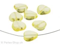 Glas Herz, Color: Yellow, Size: 10 mm, Qty: 10 pc.