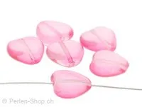 Glas Herz, Farbe: Rosa, Grösse: 10 mm, Menge: 10 Stk.