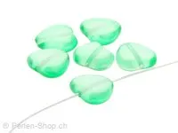 perle coeur, Couleur: vert, Taille: 10 mm, Quantite: 10 piece