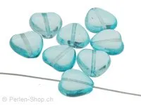 Glas Herz, Color: Turquoise, Size: 10 mm, Qty: 10 pc.
