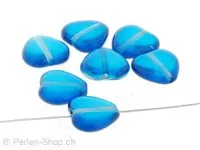 Glas Herz, Color: Blue, Size: 10 mm, Qty: 10 pc.