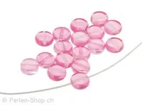 perle disque, Couleur: rose, Taille: 6 mm, Quantite: 20 piece