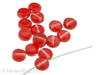 perle disque, Couleur: rouge, Taille: 6 mm, Quantite: 20 piece