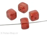 perle cube, Couleur: rouge, Taille: 8 mm, Quantite: 10 piece